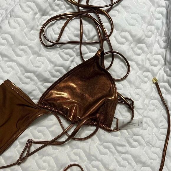 Fashion nova large high waisted dark gold two piece bikini nwt swim - Picture 8 of 8